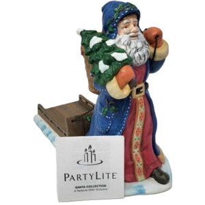 PartyLite Santa Pulling Sled Bag Toys Christmas Tea‎ Lite Candle Holder 8in Tall